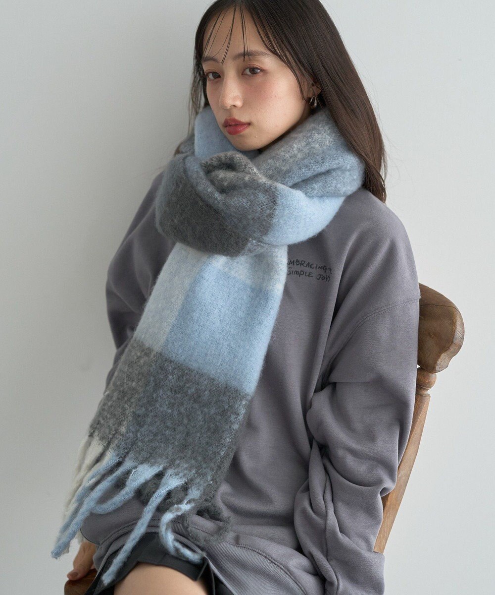 earth music&ecology ブロックチェックマフラー 