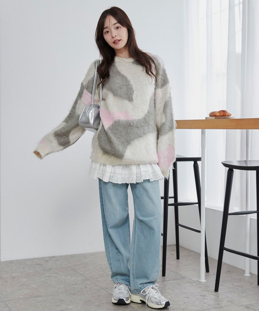 WEGO 【ユニセックス着用ITEM】マーブルシャギーニットプルオーバー 