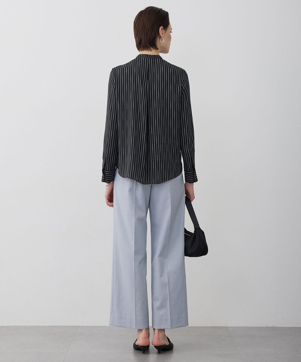 ICB L 【新色追加・WEB限定カラーあり】BackSatinAmunzen バンドカラーブラウス 