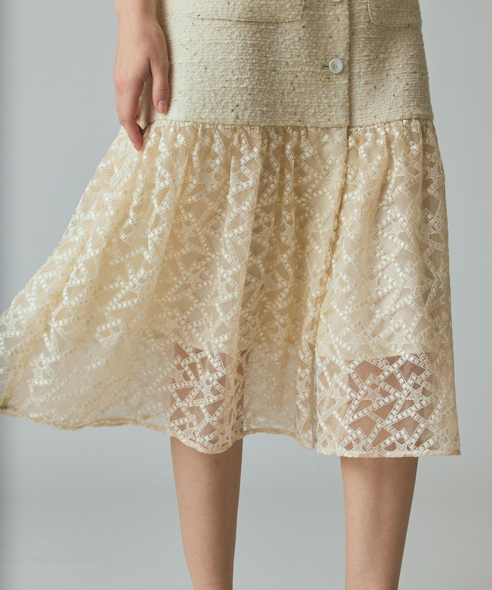 GRACE CONTINENTAL チュールコンビツイードワンピース 