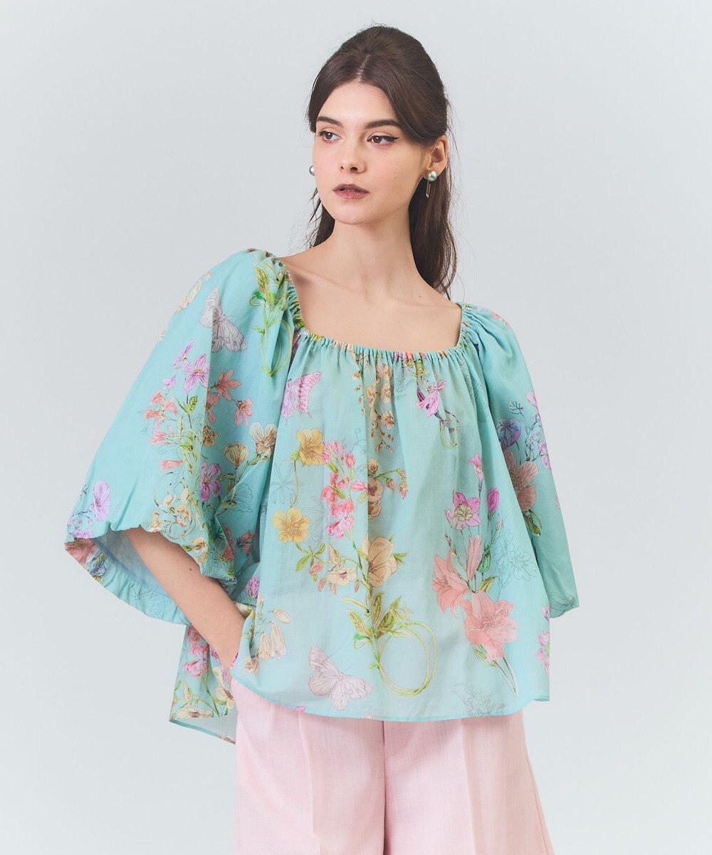 GRACE CONTINENTAL ボタニカルドレープブラウス 