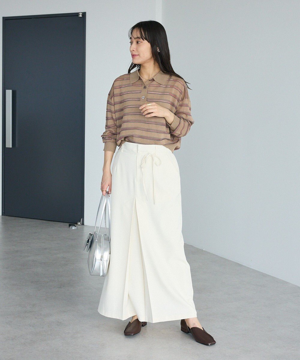 CRAFT STANDARD BOUTIQUE シアーボーダーポロ衿ニットプルオーバー 