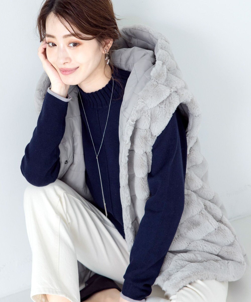 Tiaclasse 【2WAY】着回し自由のリバーシブルキルトフェイクファーベスト 