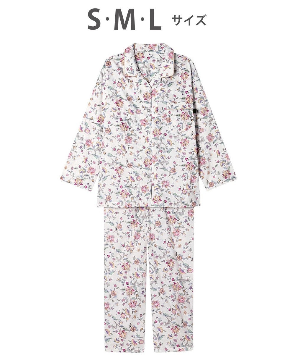 WACOAL ワコール_リラックス＆スリープ パジャマ 綿100%(本体) サテン 長袖 長ズボン ミントン レディース NDX555 /ワコール 