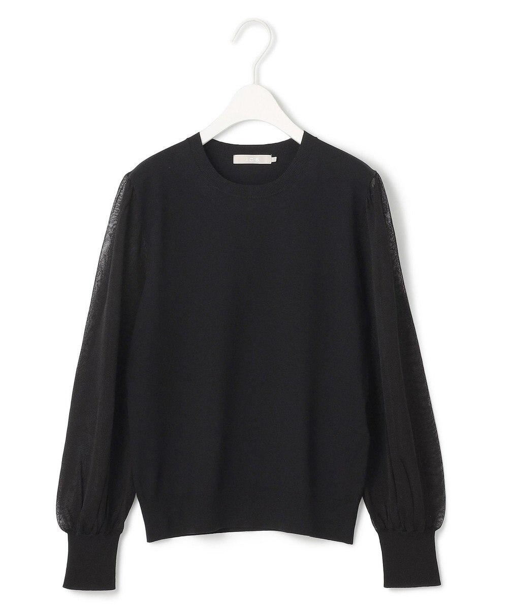 ICB L 【洗える】クロスコンビ シアースリーブニット 