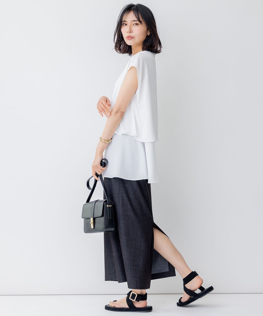 23区 【洗える】バックサテンアムンゼン フレンチスリーブ ブラウス 