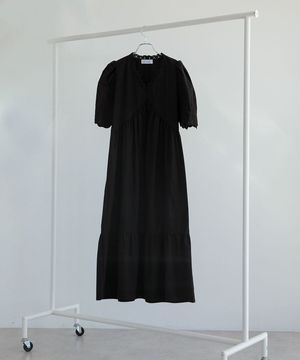 Green Parks ■ＥＳＣＡＲ　刺繍スリーブギャザーワンピース 