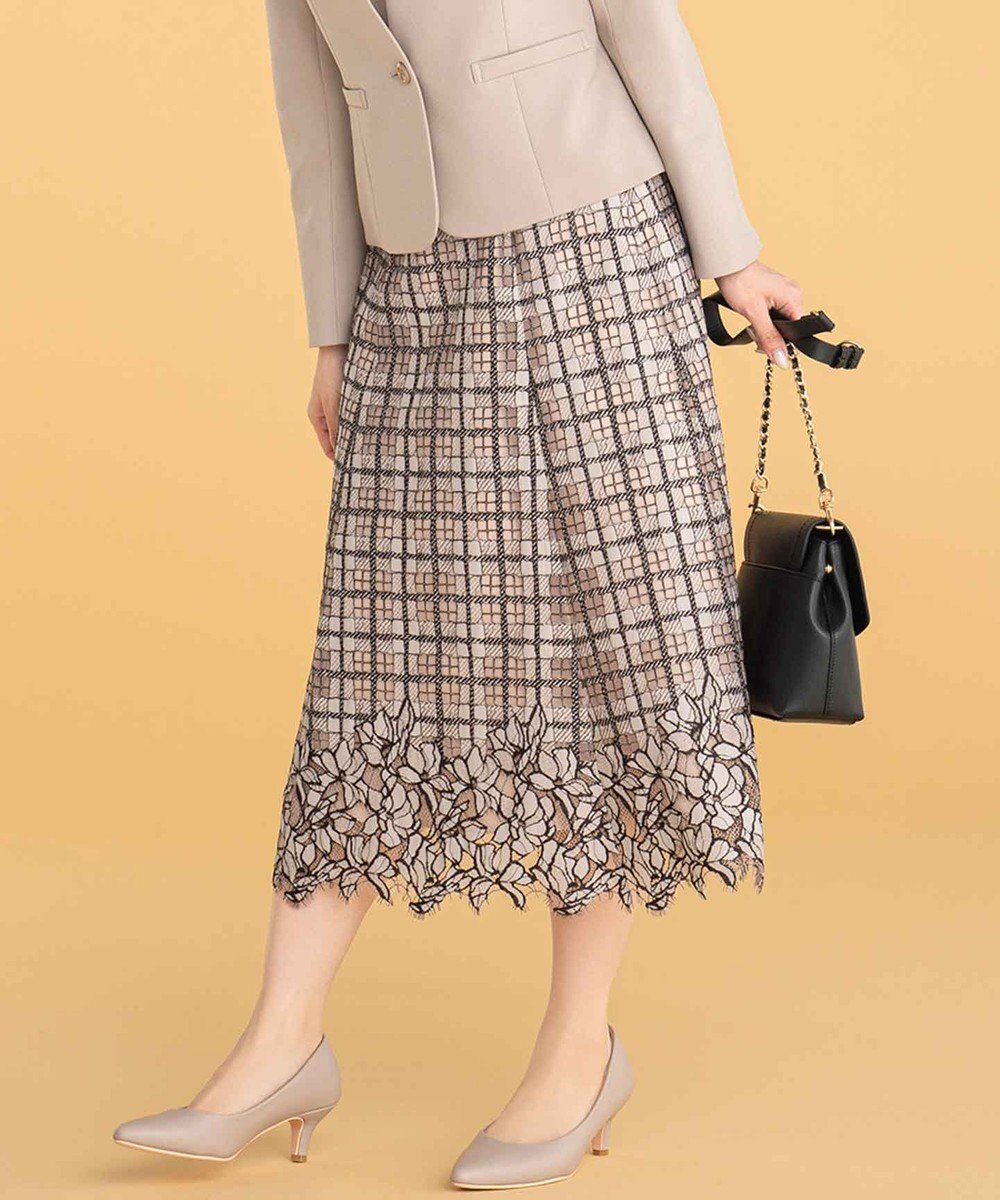 洗える】フラワーレースチェックパネル スカート any SiS S ファッション通販 【公式通販】オンワード・クローゼット