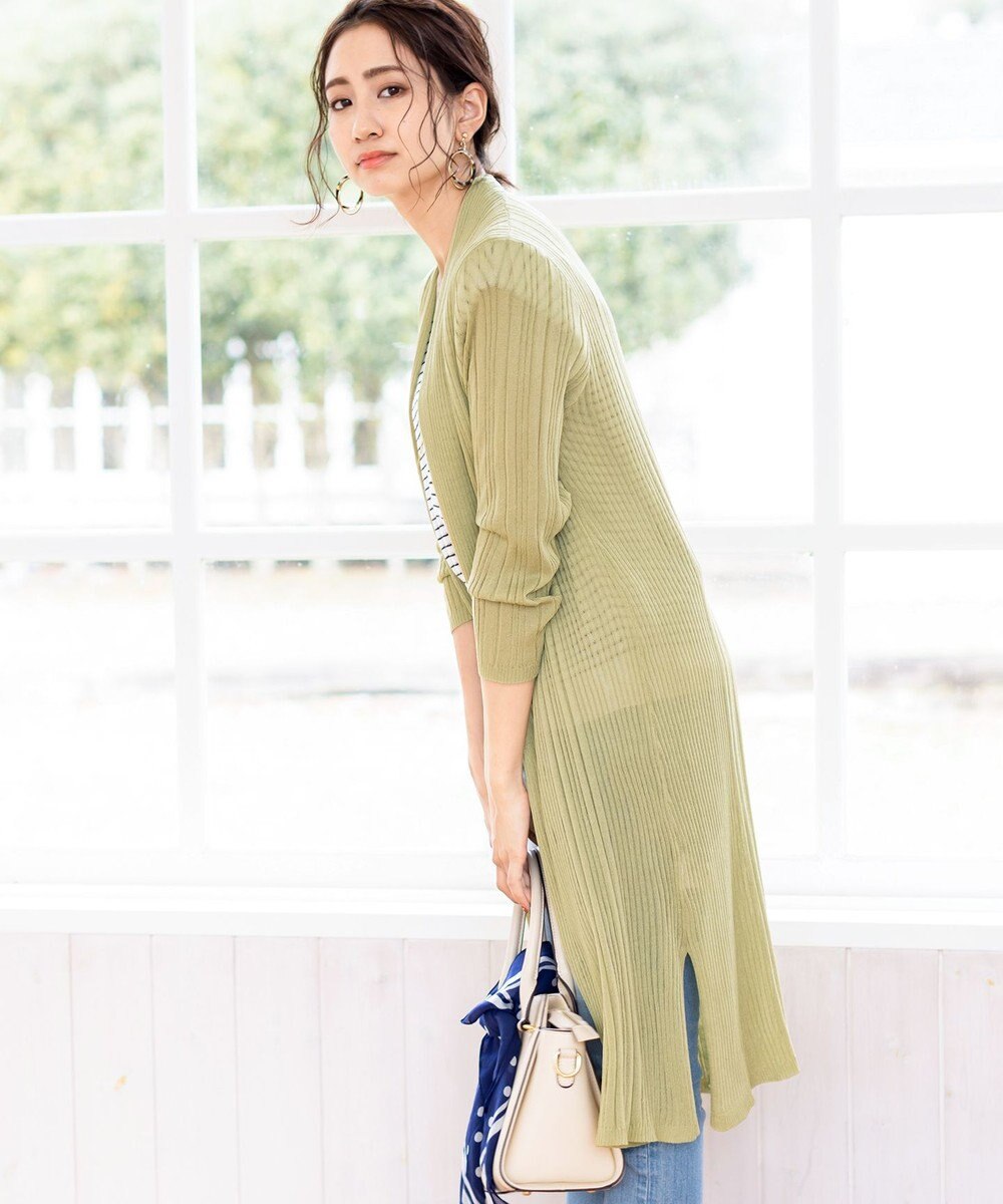 Tiaclasse 【UVケア・接触冷感】さらっと羽織れる膝丈ロングトッパーカーディガン 