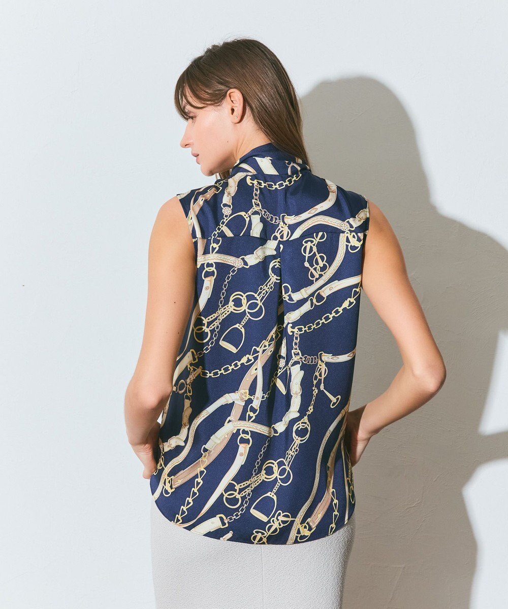 GRACE CONTINENTAL チェーンプリントボウタイブラウス 