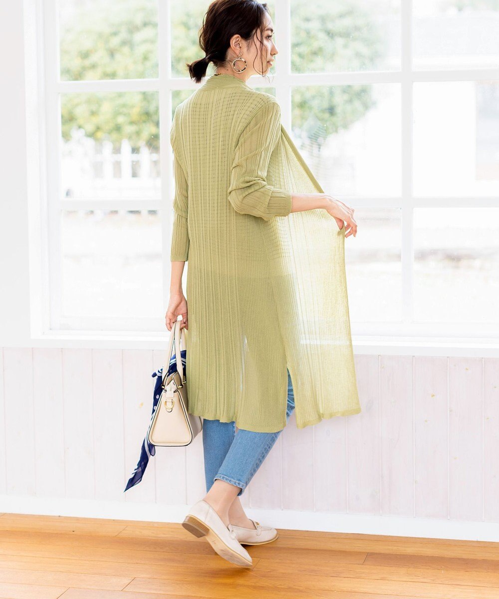 Tiaclasse 【UVケア・接触冷感】さらっと羽織れる膝丈ロングトッパーカーディガン 