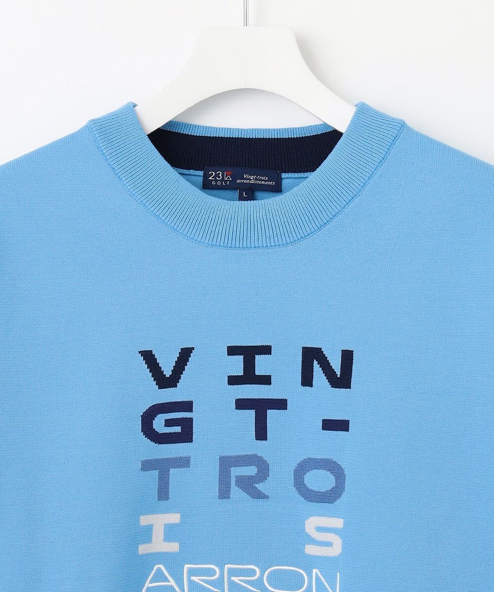 23区GOLF 【MEN】【ウォッシャブル】ロゴインターシャ ポリエステルニット 