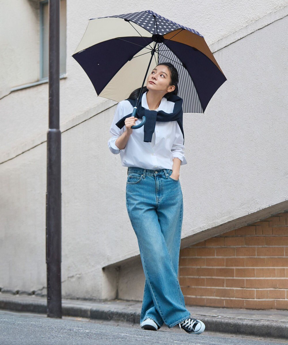 +RING レディース向け プラスリング 長傘 60cm NVY/BGE T1354 