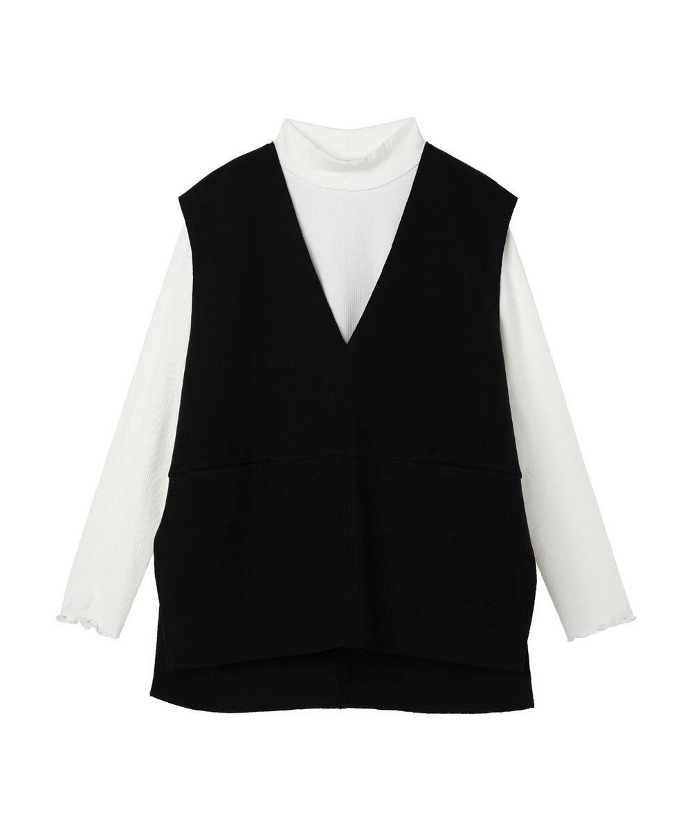 earth music&ecology ＳＥＴ２点圧縮風ポンチベスト＋リブタートル 