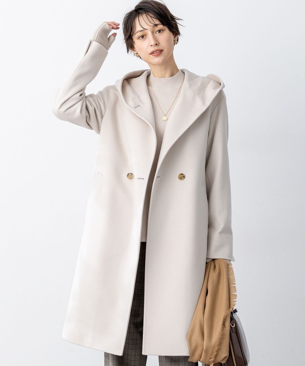 23区 ウールカシミヤビーバー フーデット コート 
