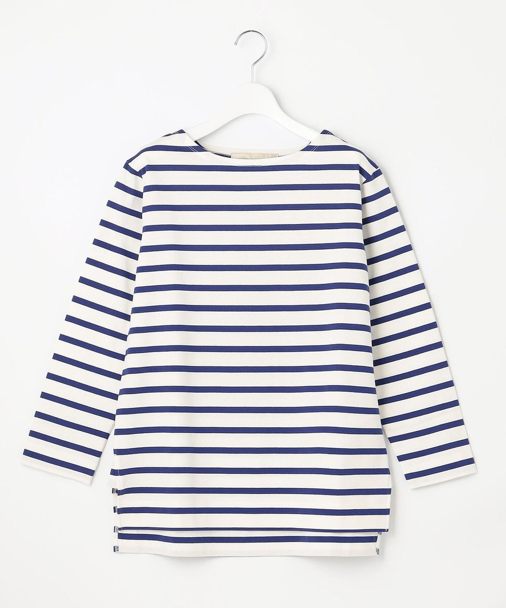 自由区 L 【洗える】コットンボーダー ボートネックカットソー 