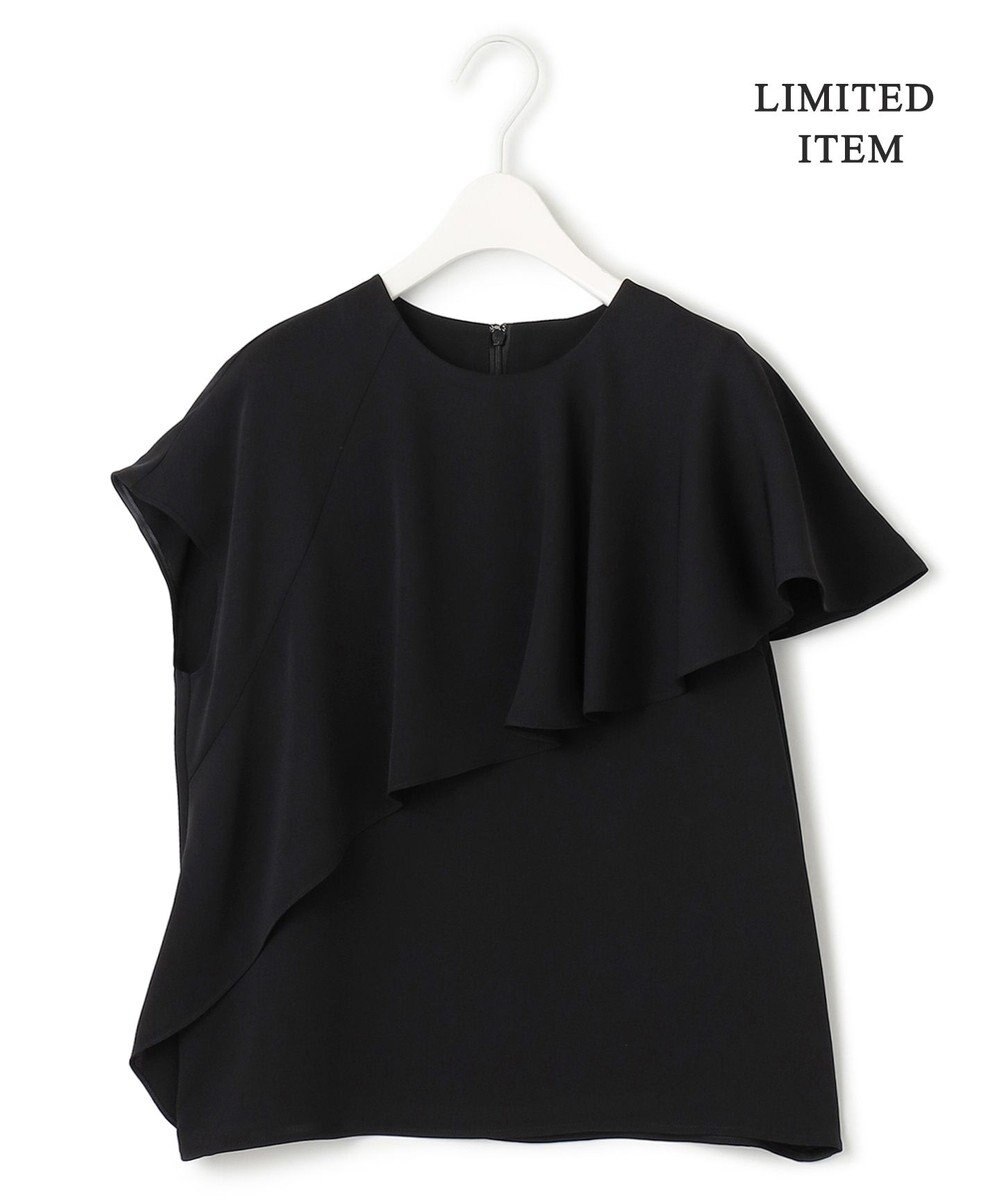 ICB 【接触冷感・UVケア・防シワ・洗える】エステルダブルクロス  ラッフルデザインブラウス 