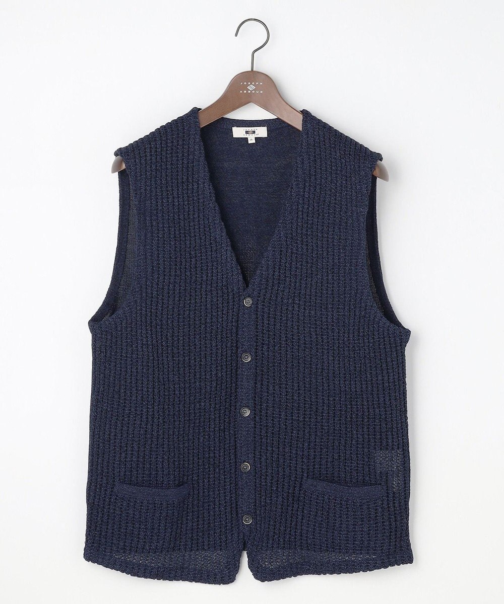 JOSEPH ABBOUD 【キングサイズ・エコ素材和紙使用・日本素材】和紙杢メッシュクルーネック ニットジレ 