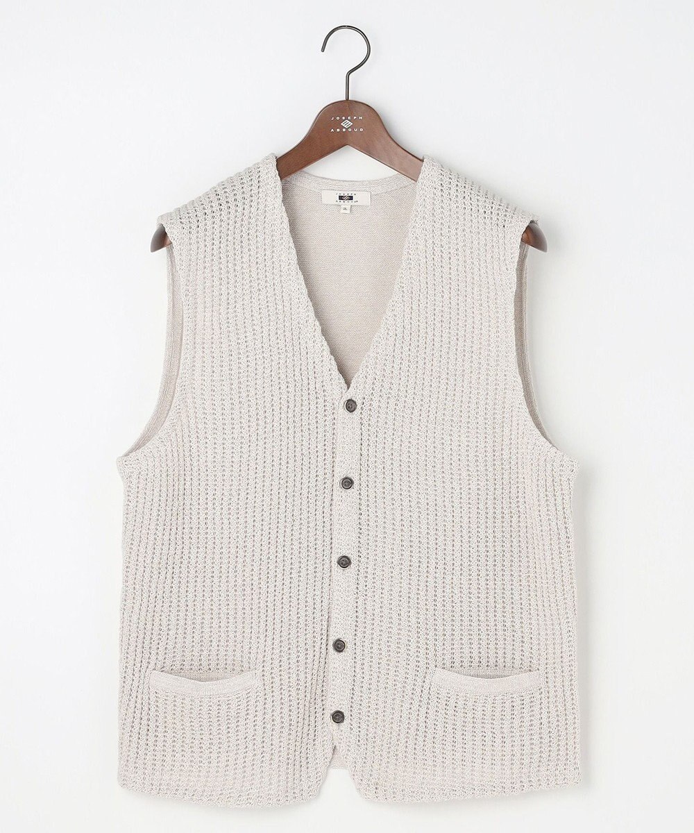 JOSEPH ABBOUD 【キングサイズ・エコ素材和紙使用・日本素材】和紙杢メッシュクルーネック ニットジレ 