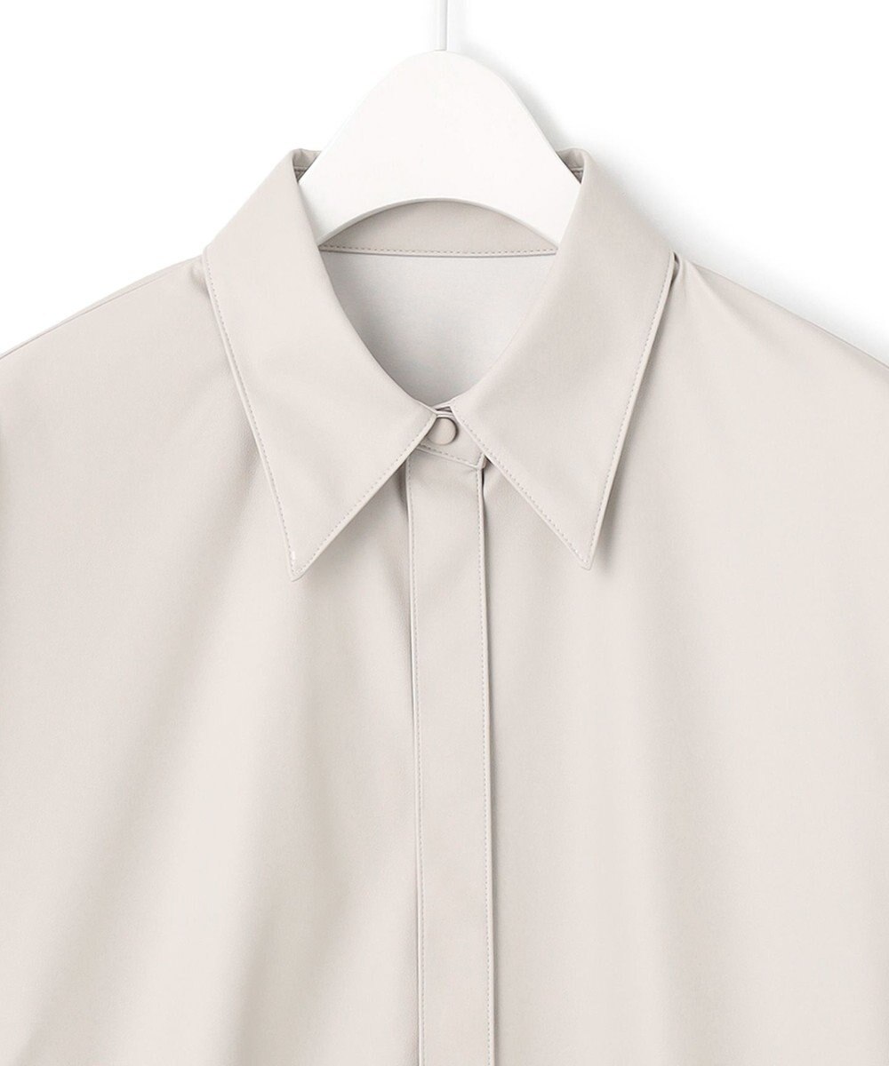 ICB 【洗える】 ライトフェイクレザー シャツ 