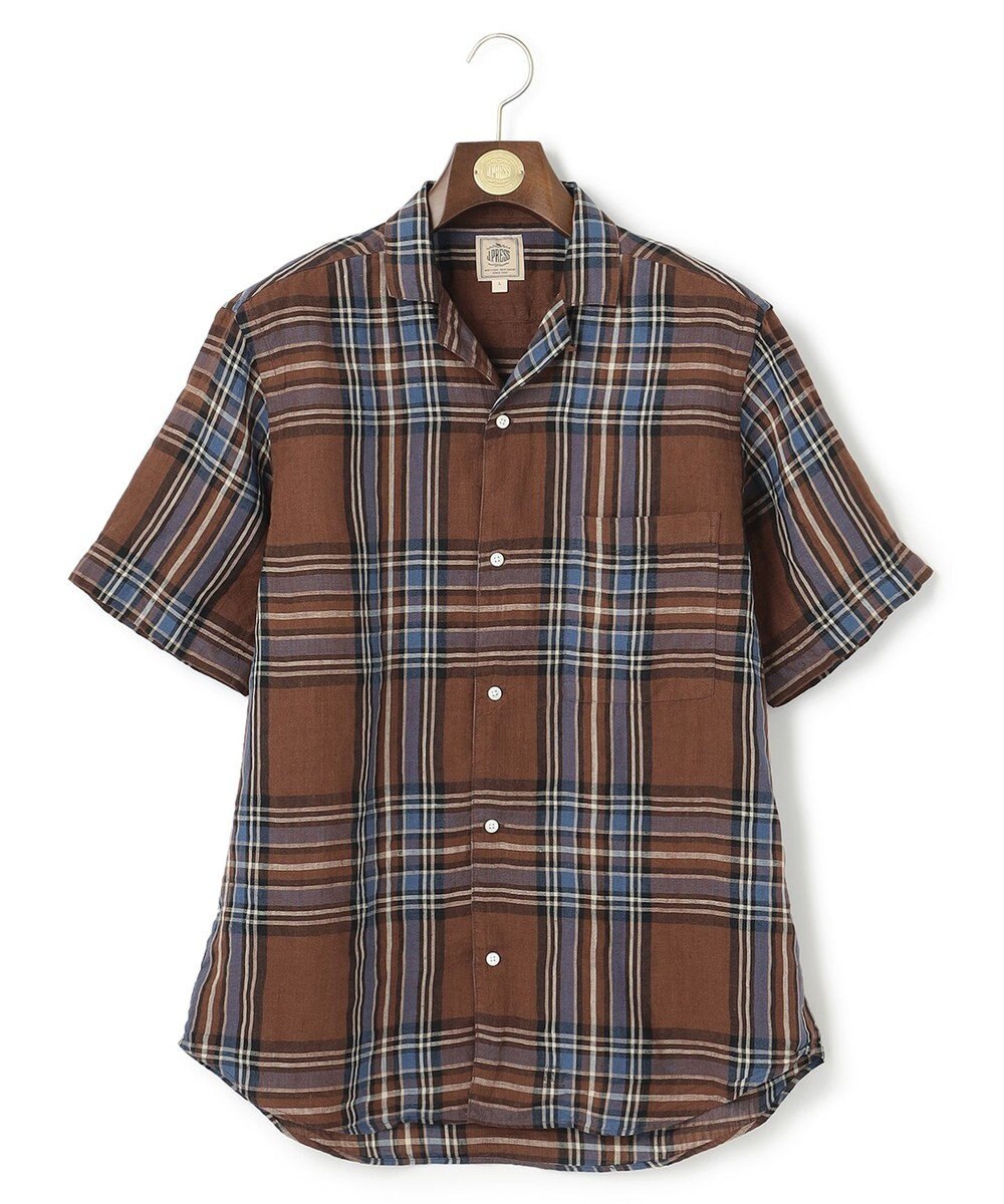 J.PRESS MEN フレンチリネンビッグチェックシャツ 