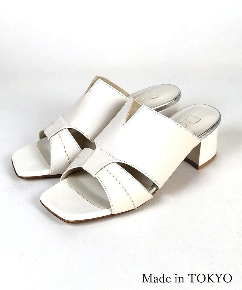 Dominic3 型押しヒール レザーVカットミュール 