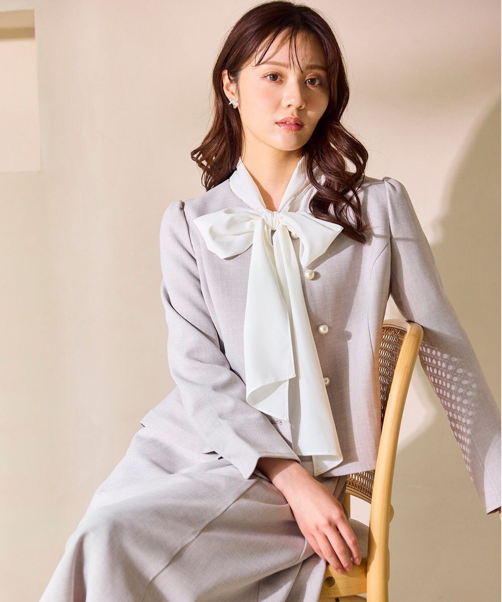 Feroux 【先行予約】パール釦ペプラムジャケット×スカート セットアップ 