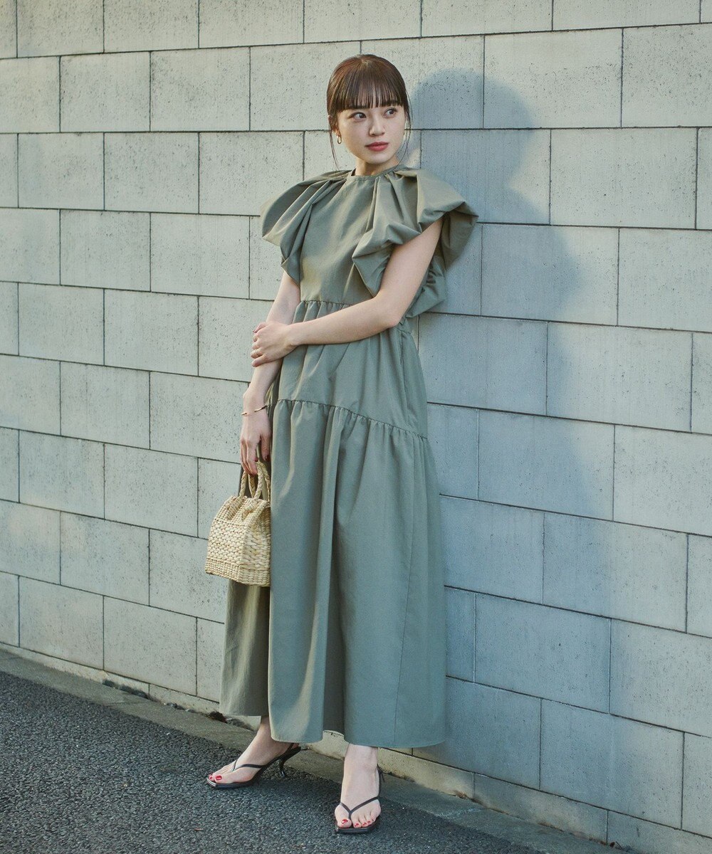 #Newans 【ANSWER for フォトジェニックスタイル】ウィングスリーブティアードワンピース 