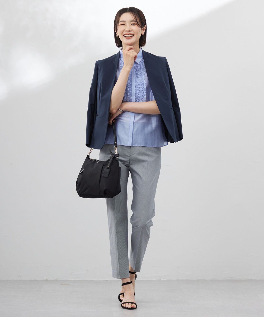 J.PRESS LADIES 【セットアップ対応・洗える・撥水】コットンFITTY ノーカラー ジャケット 