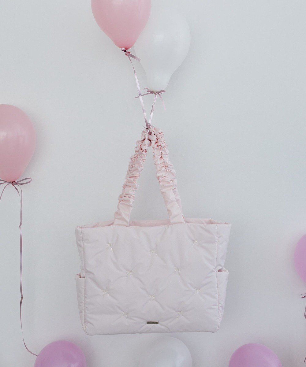 Maison de FLEUR リボン刺繍パファートートバッグ 