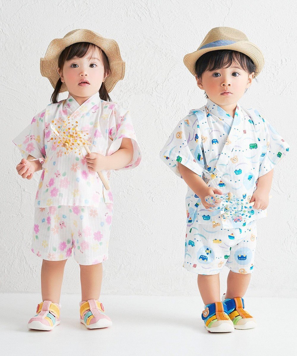 MIKI HOUSE HOT BISCUITS 【80-120cm】総柄 甚平スーツ 