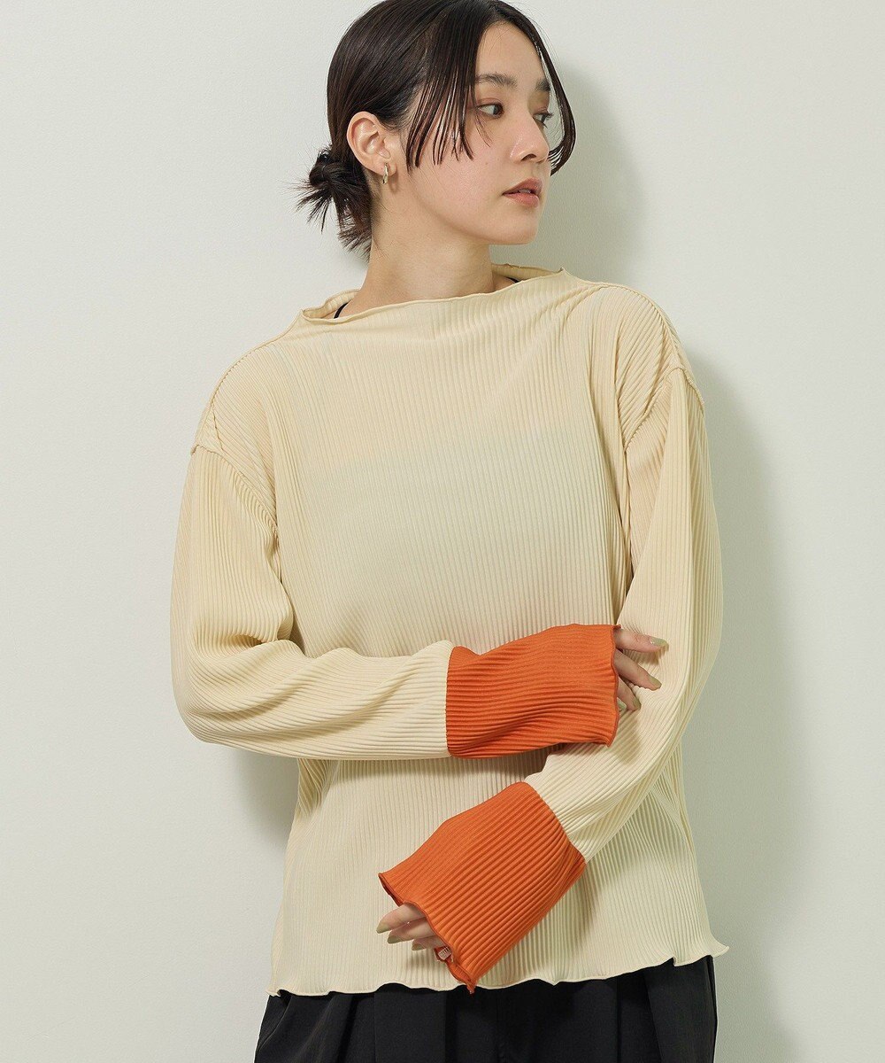 Green Parks プリーツ袖配色プルオーバー 