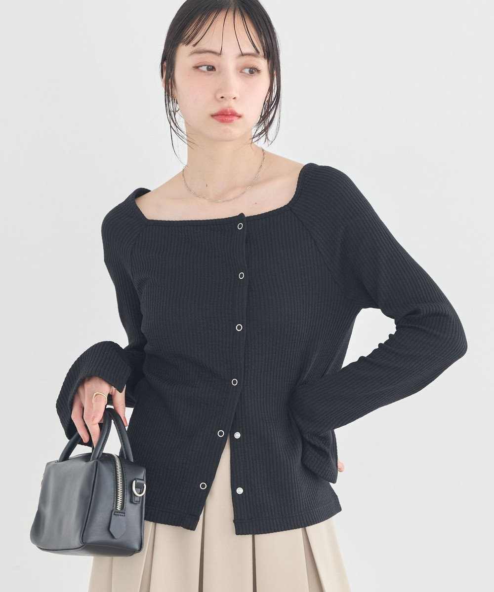 earth music&ecology 【予約】アシメ釦ツイストテレコカットソー 