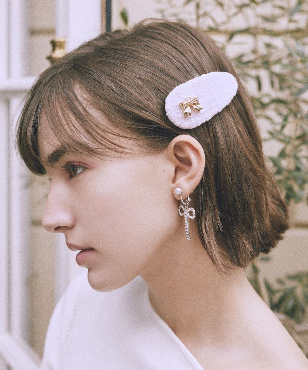 Maison de FLEUR ツイードリボンスリーピン 