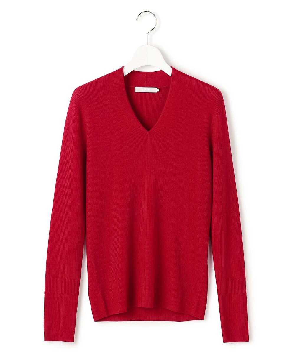 ICB 【新色追加】 エクストラファインメリノリブ Vネックプルオーバー 