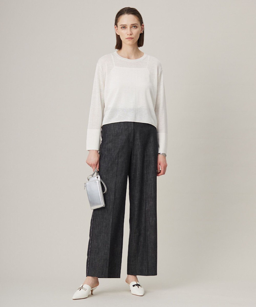 ICB 【洗える】 コットンリアクティブデニム ワイドストレートパンツ 