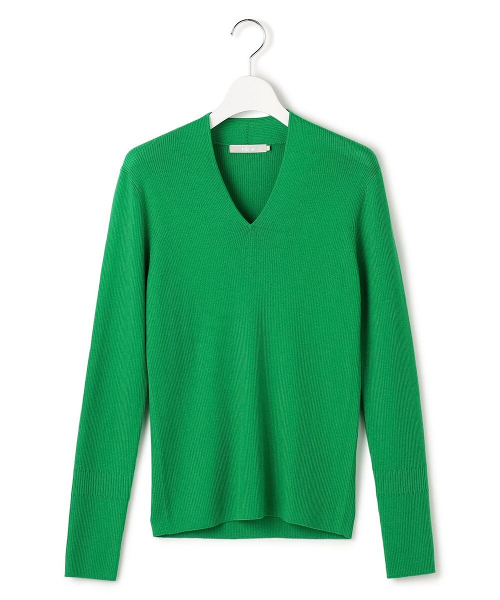 ICB 【新色追加】 エクストラファインメリノリブ Vネックプルオーバー 