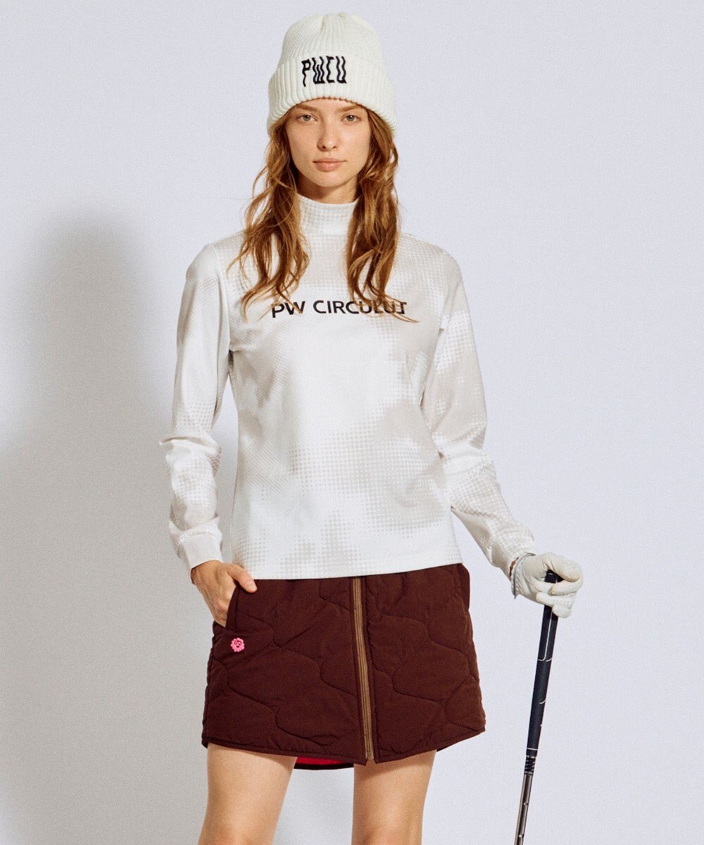 PW CIRCULUS 【裏起毛であたたか】【WOMEN】Dot camouflage ロングスリーブモックネックT  ゴルフウェア レディース 