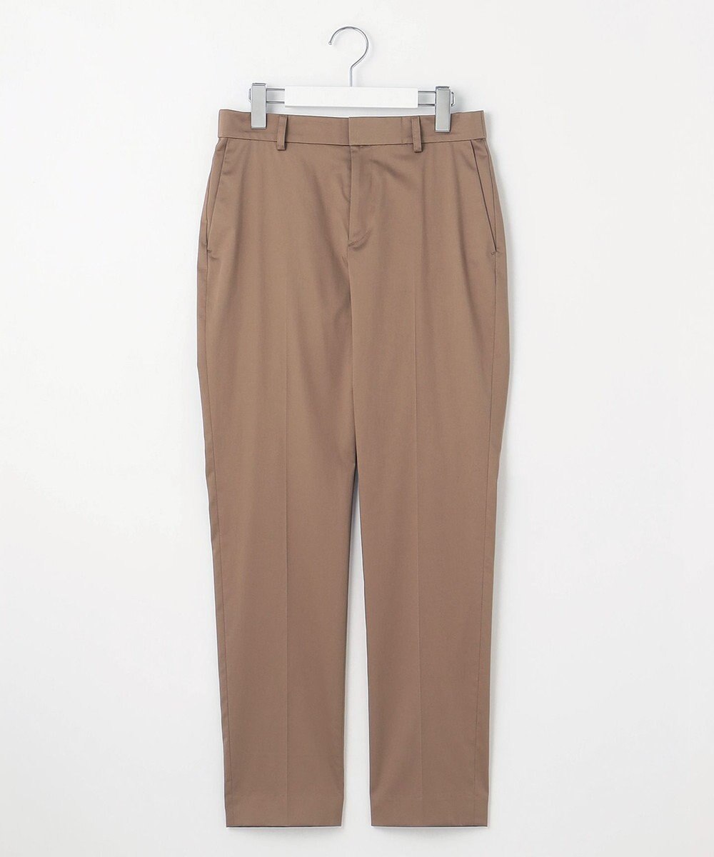 自由区 【接触冷感・洗える】コットンサテンストレッチテーパード パンツ 