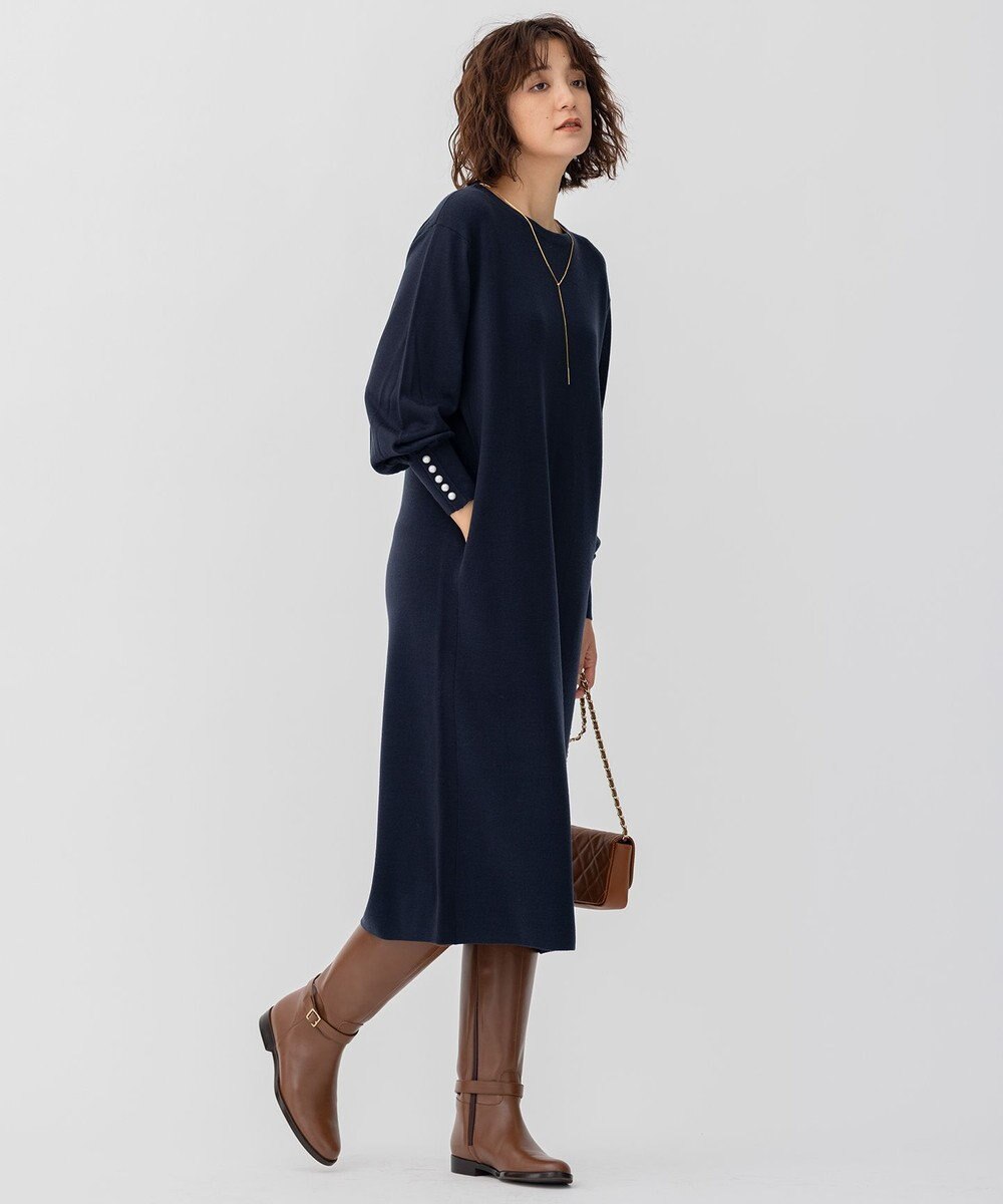 23区 【CLASSY.1月号掲載】ウールブレンド パール ニットワンピース 