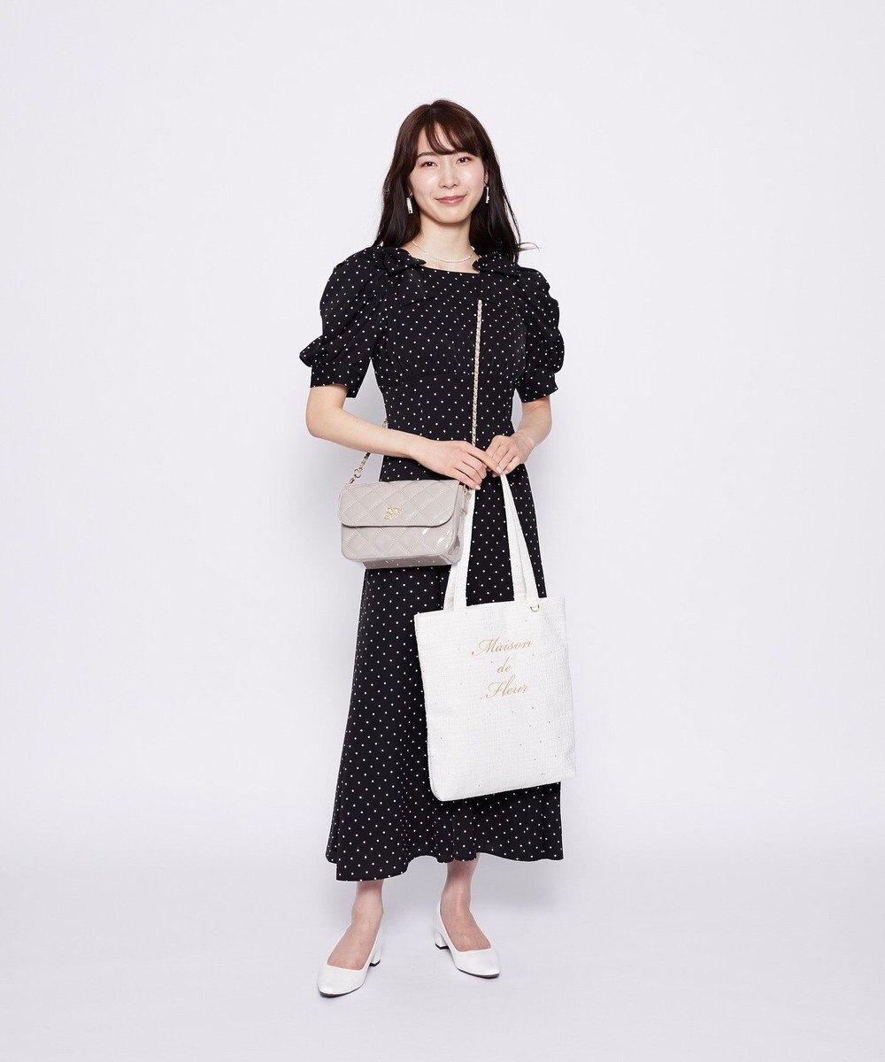 Maison de FLEUR ツイードブランドロゴ刺繍トートバッグ 