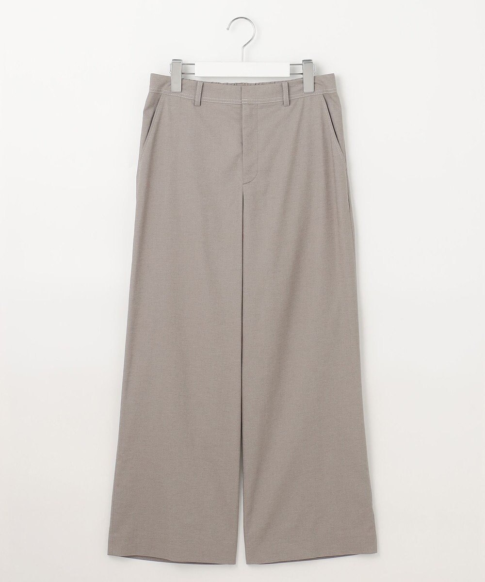 J.PRESS LADIES L 【洗える】麻ポリエステルストレッチ ワイド パンツ 