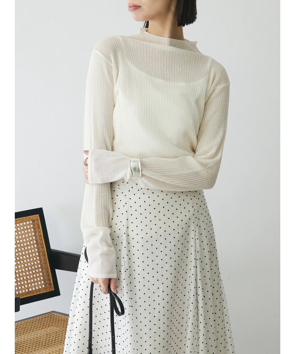 Green Parks AnriettMusee ラメ切替スリーブリブシアーニット 