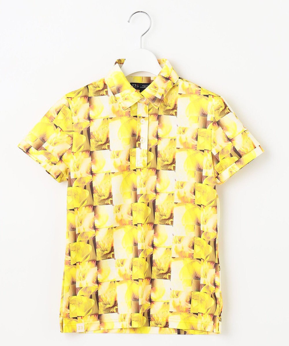 23区GOLF 【WOMEN】プランティカプリント 総柄 半袖ポロシャツ 