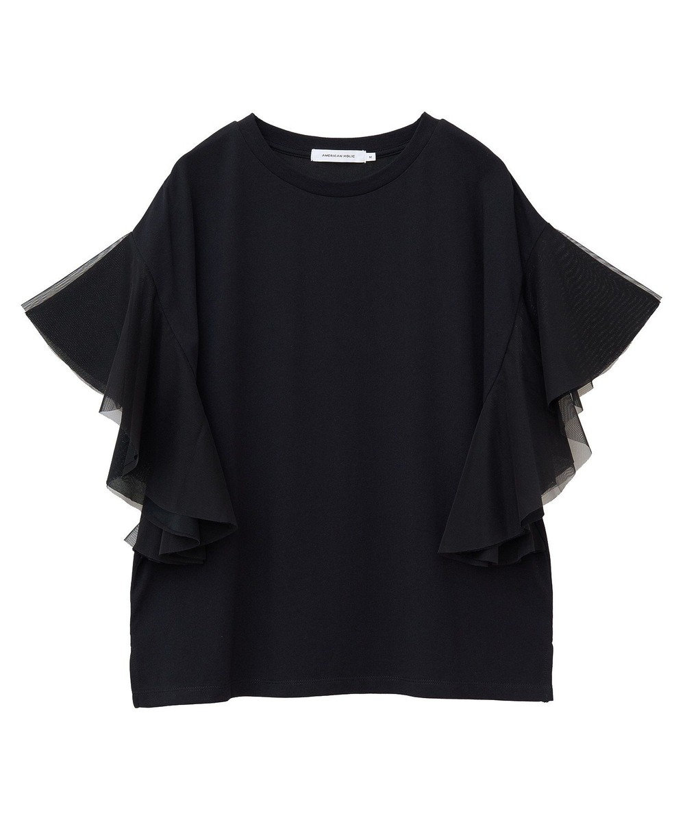 AMERICAN HOLIC 袖チュールサイドスリットプルオーバー 