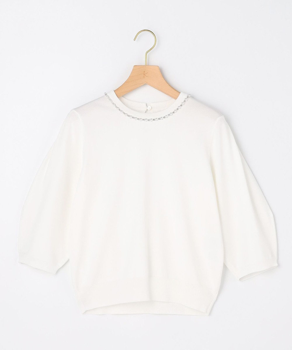 組曲 S 【先行予約・WEB限定】クリアストレッチビジューレーン6分袖 ニット 