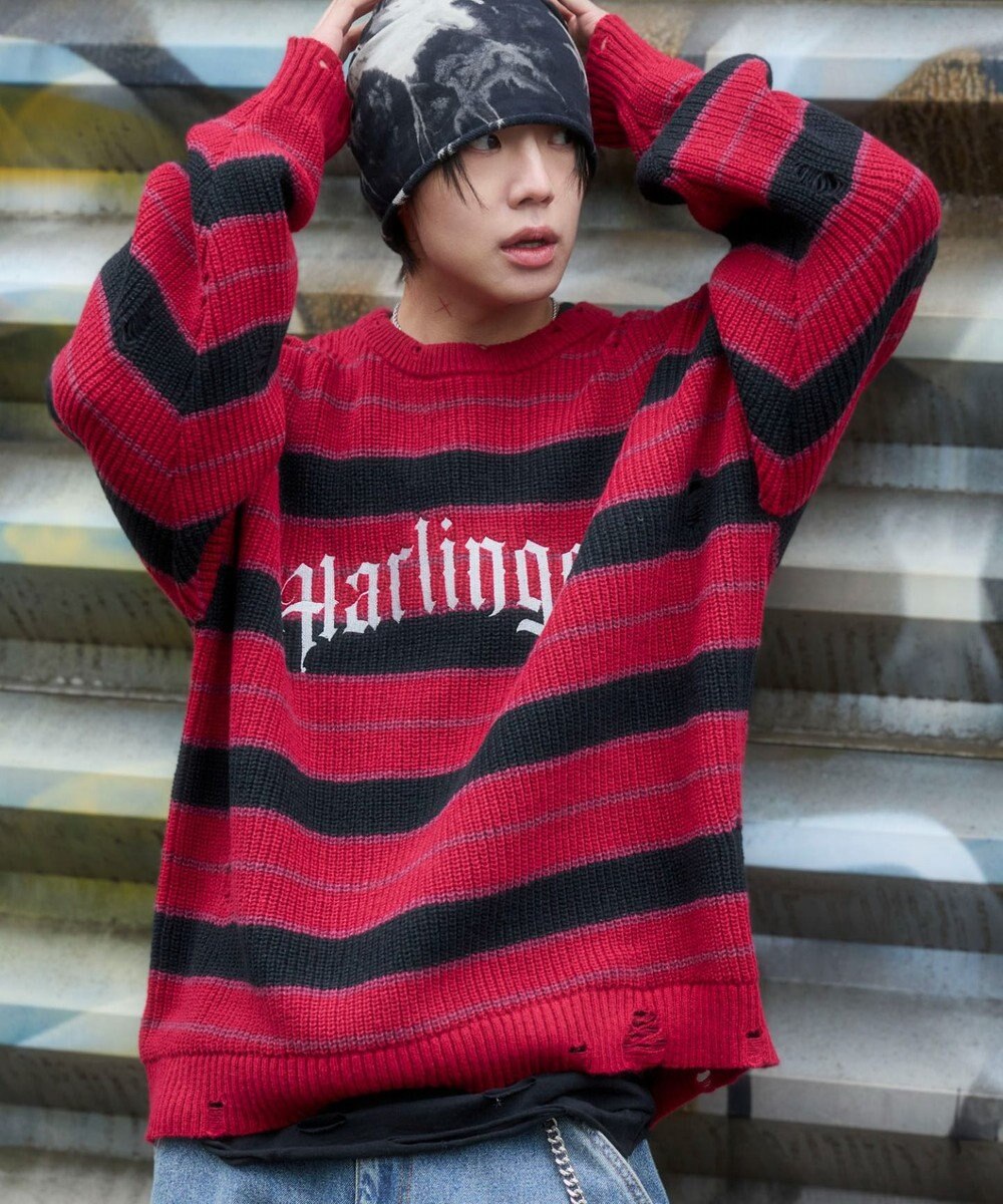 WEGO 【ユニセックス着用ITEM】アゼアミボーダーニットプルオーバー 