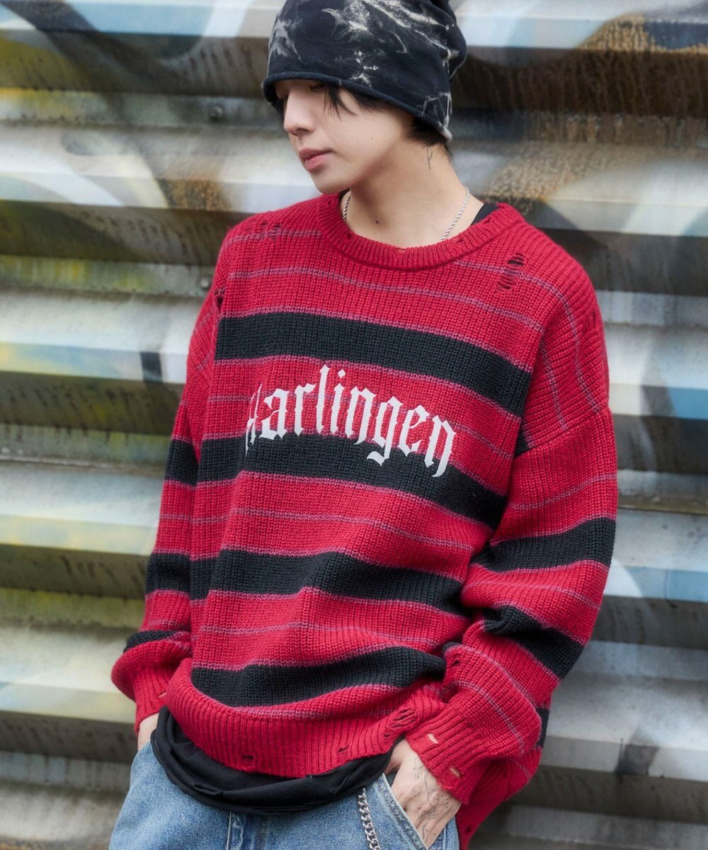 WEGO 【ユニセックス着用ITEM】アゼアミボーダーニットプルオーバー 