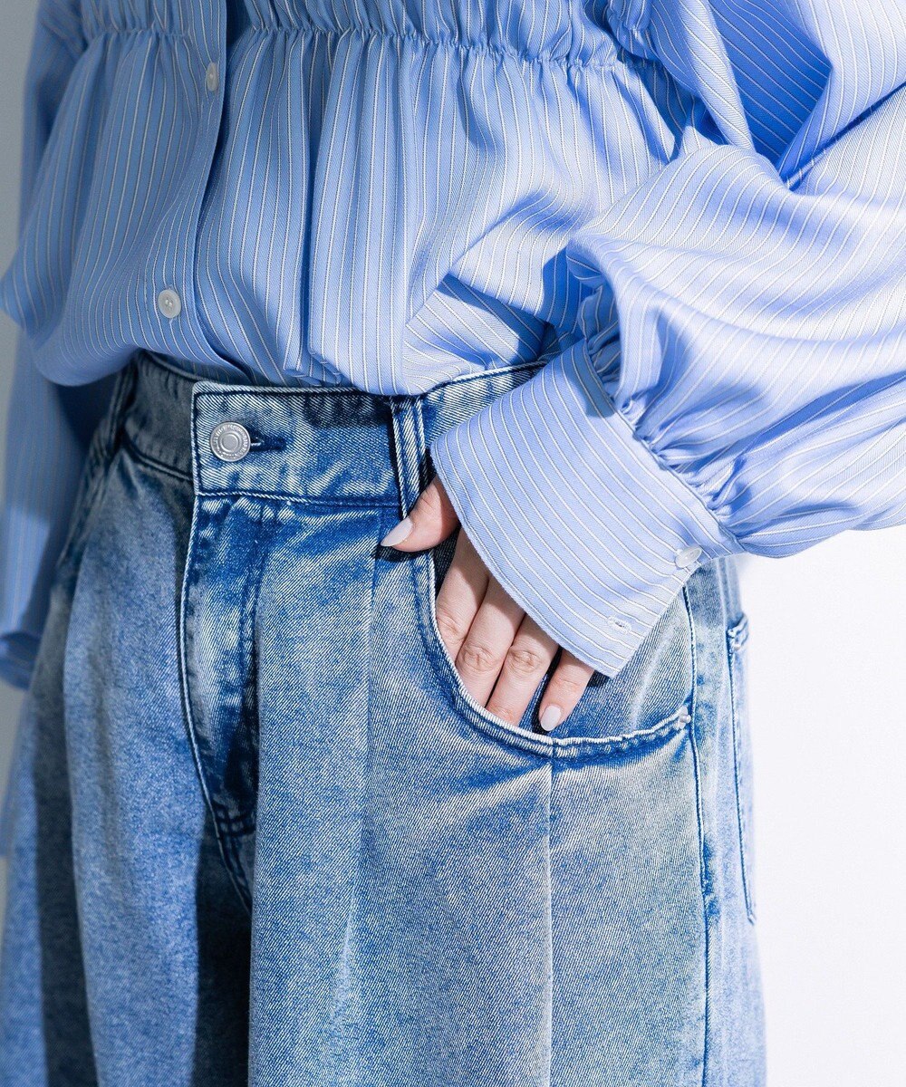 Green Parks デニムタックワイドパンツ 