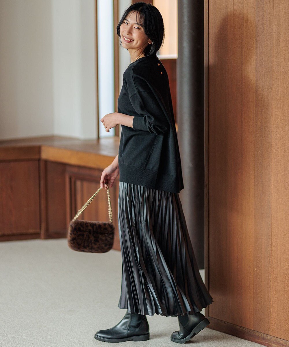 23区 【洗える】ウールコットンストレッチ オーバーサイズ ニット 